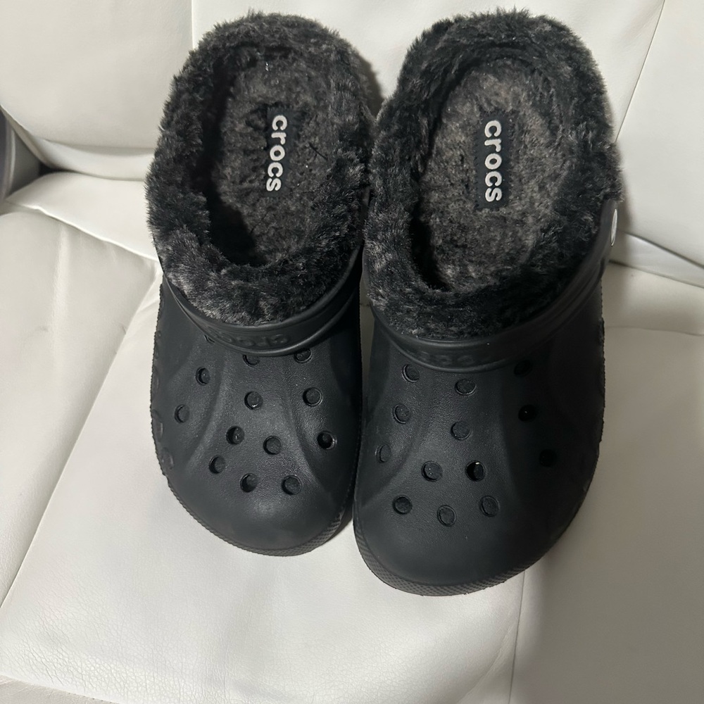 Crocs Baya Lined Comfort Faux Fur Slip On Clogs Black 11692 Mens 6 Women 8